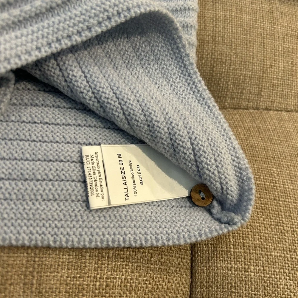 Never Worn NWOT Martin Aranda Take Me Home Dusty Blue Knit 0-3m 3 Piece Set - Picture 4 of 10
